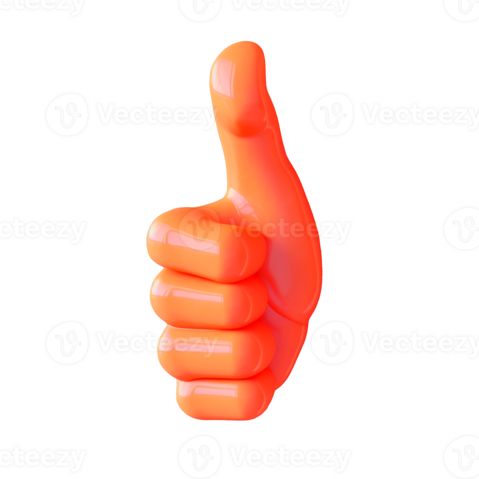 thumbs up in 3D style trending color palette with png