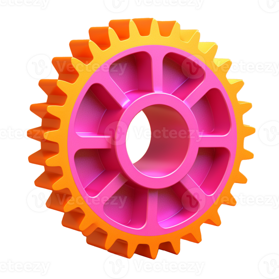 cog in 3D style trending color palette with png
