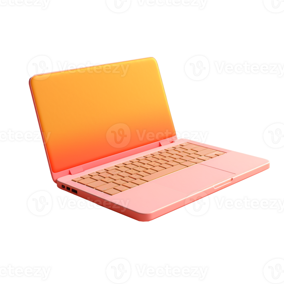 laptop in 3D style trending color palette with png