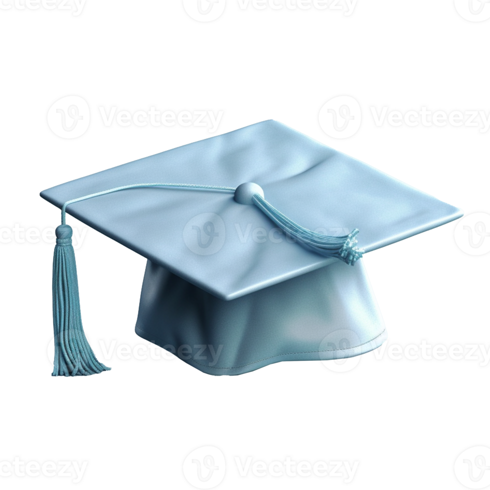 graduation cap in 3D style trending color palette with png
