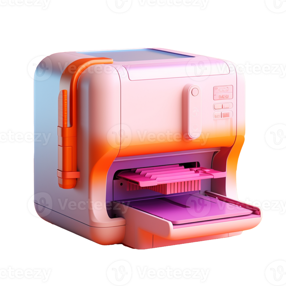 printer in 3D style trending color palette with png