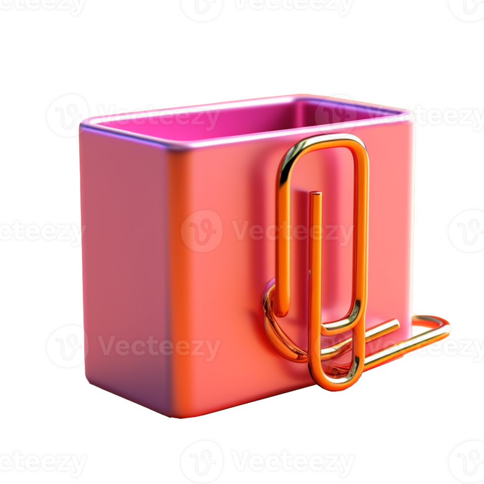 paper clip in 3D style trending color palette with png