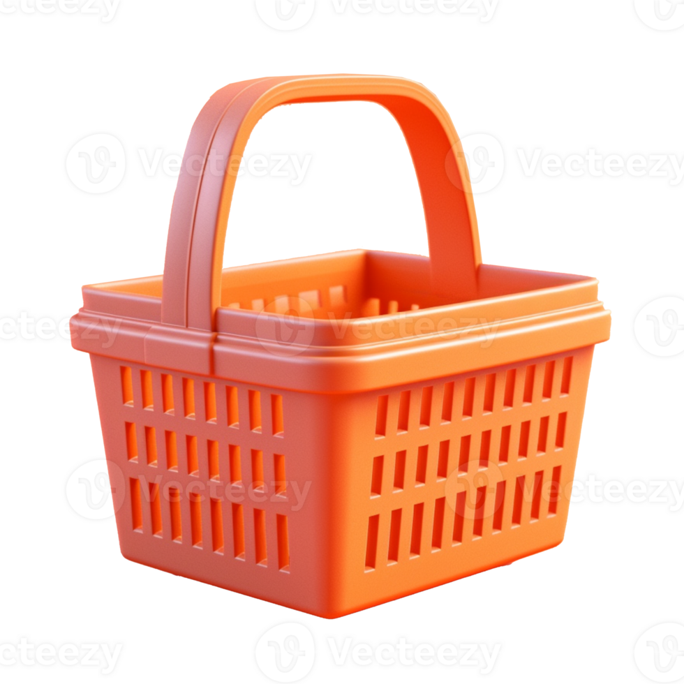 shopping basket in 3D style trending color palette with png