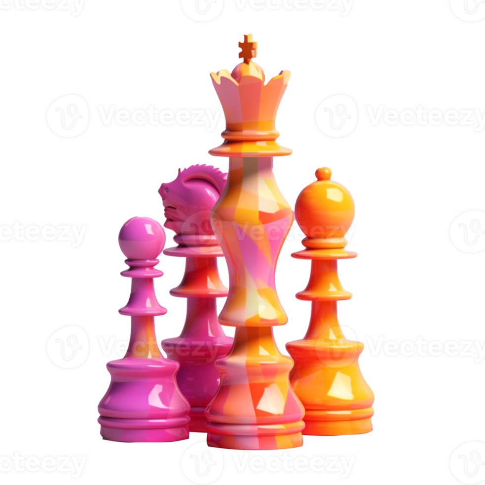 chess in 3D style trending color palette with png
