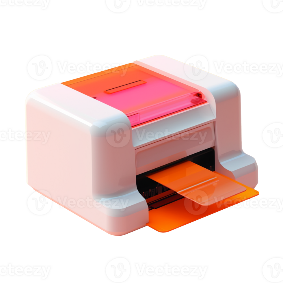 printer in 3D style trending color palette with png