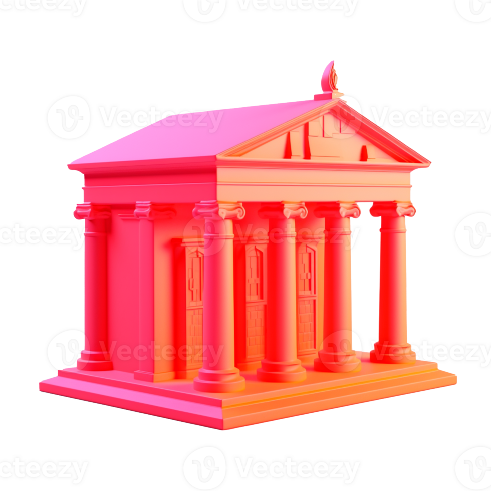 bank in 3D style trending color palette with png