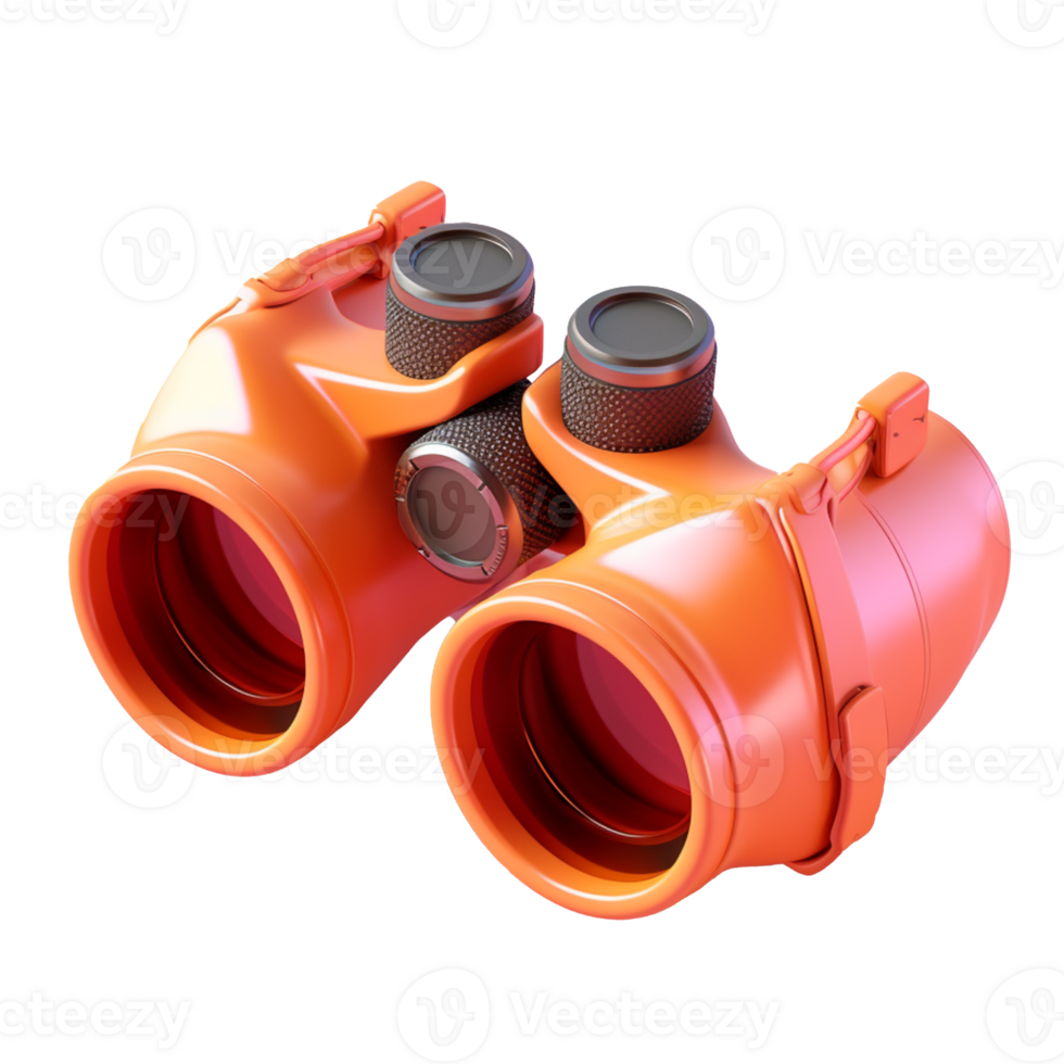 binoculars in 3D style trending color palette with png