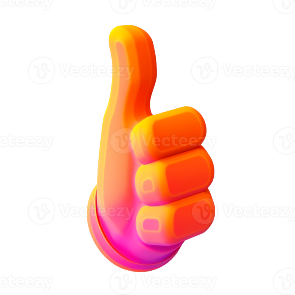 thumbs up in 3D style trending color palette with png