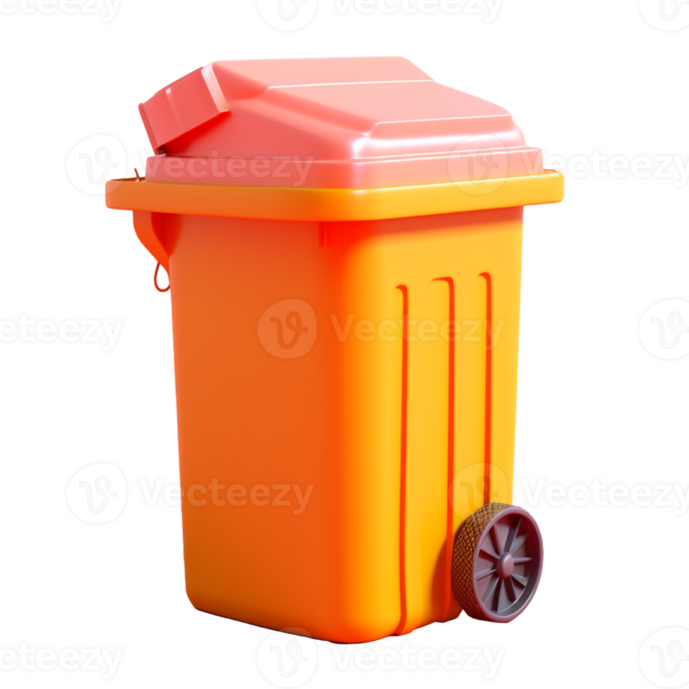 rubbish bin in 3D style trending color palette with png