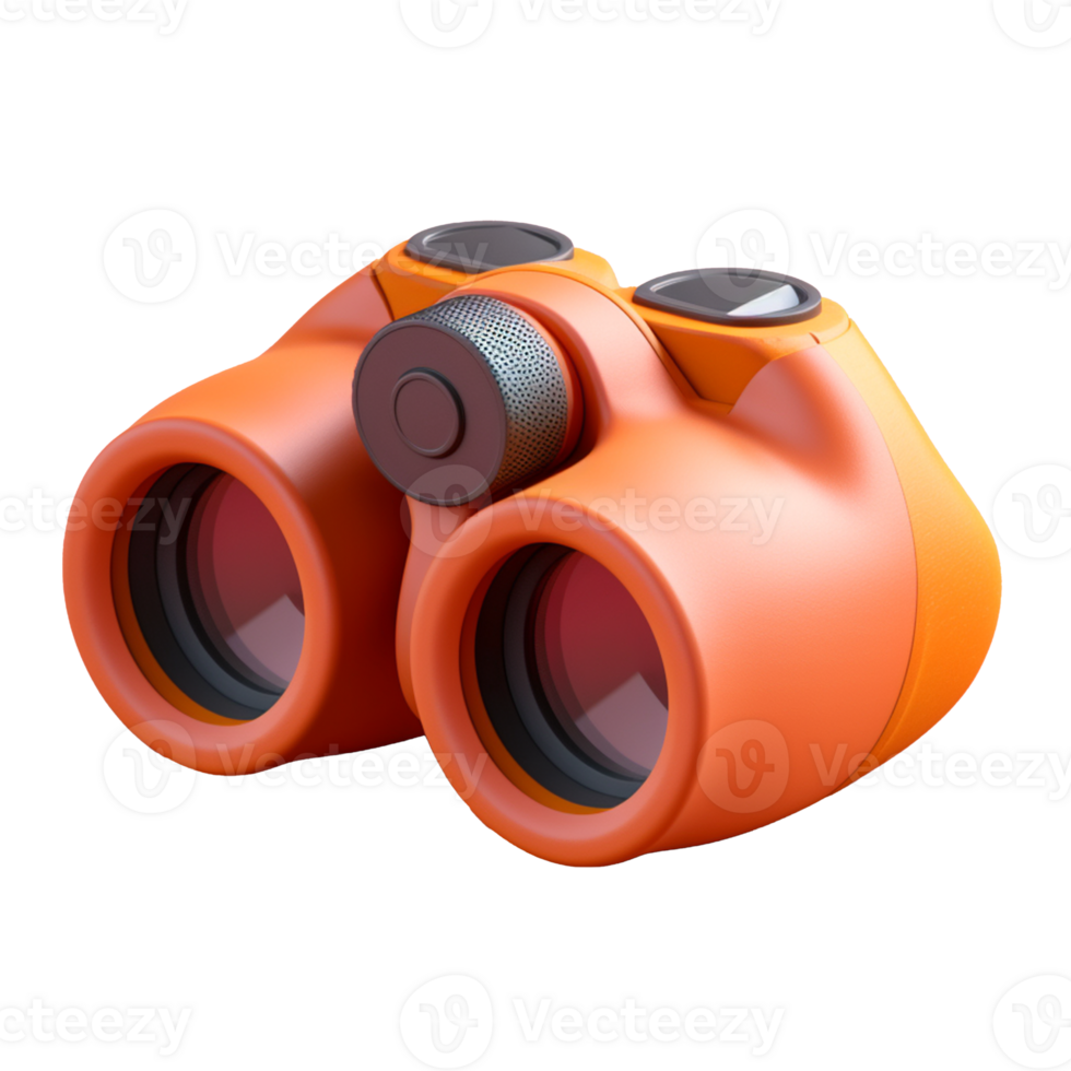 binoculars in 3D style trending color palette with png