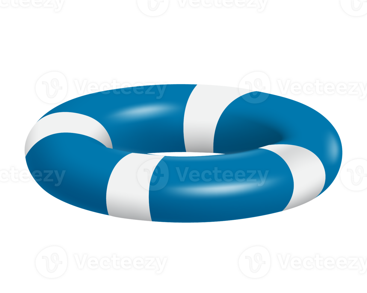 Blue and white lifebuoy for summer advertising design png
