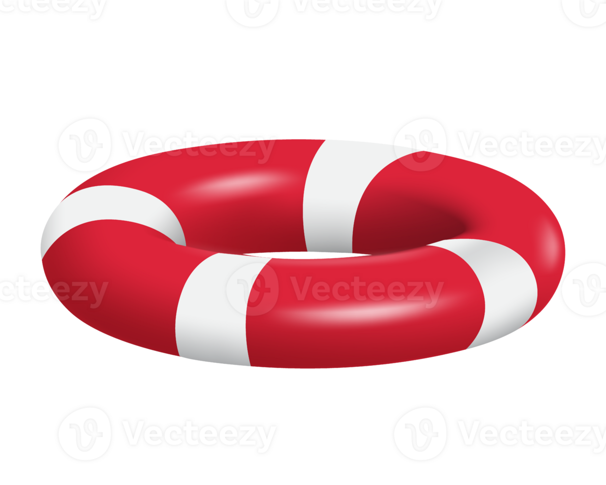 Red and white lifebuoy for summer advertising design png