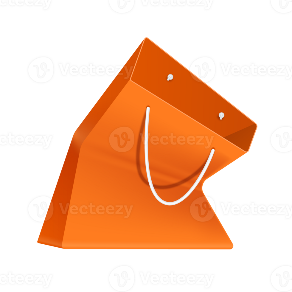 empty orange shopping bag for shopping advertising design png