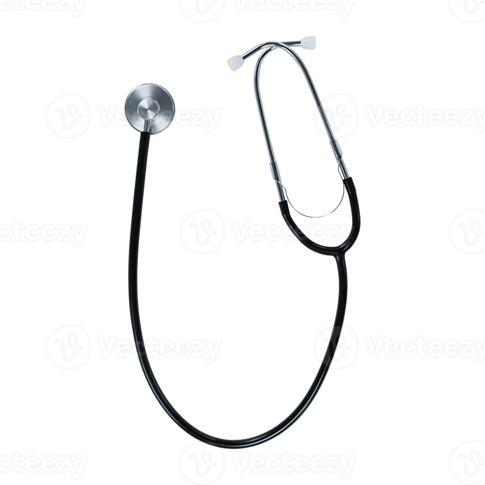 Black stethoscope isolated on transparent background. Stock photo png