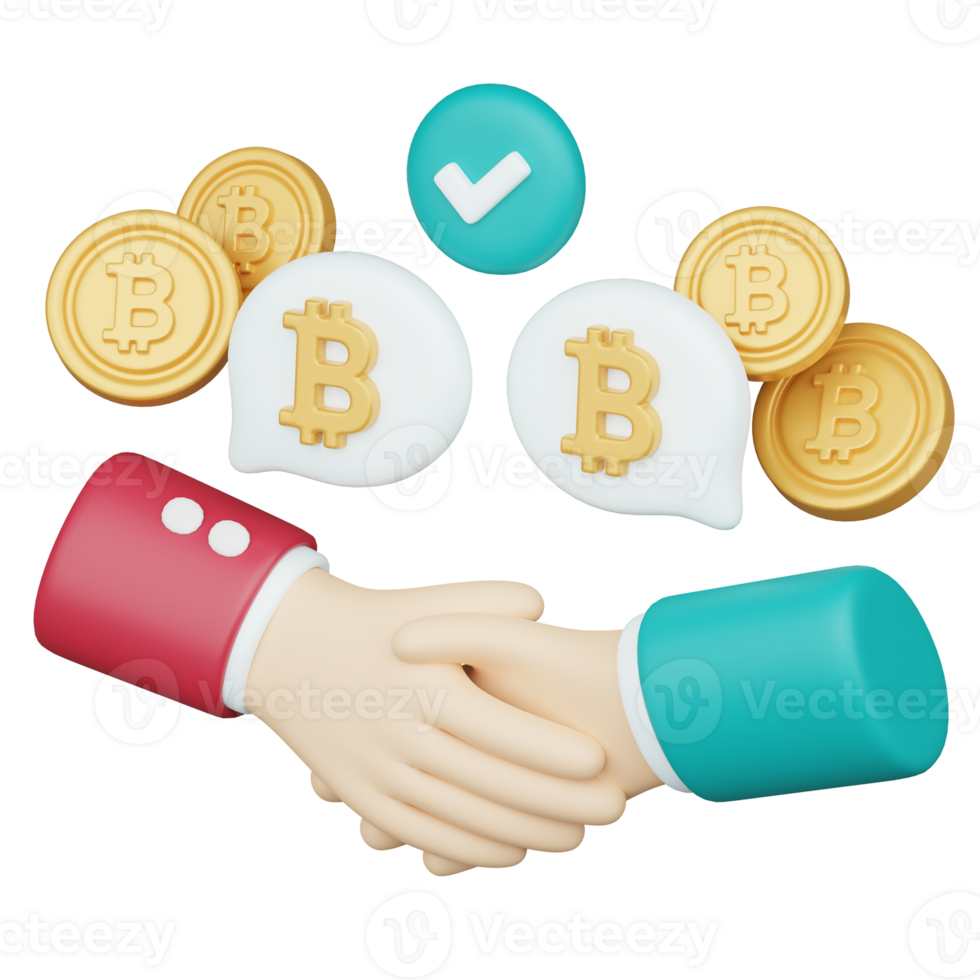 Bitcoin Agreement 3d cryptocurrency investment icon png