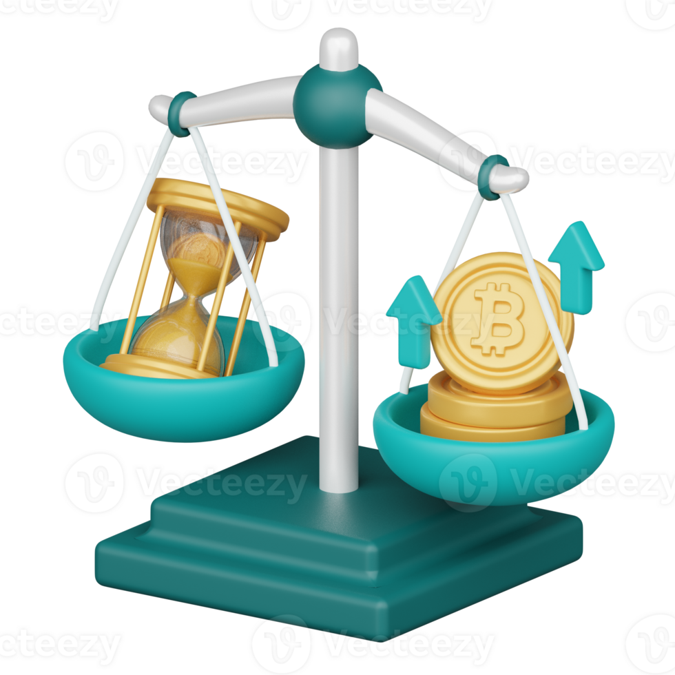 Time is Bitcoin 3d cryptocurrency investment icon png