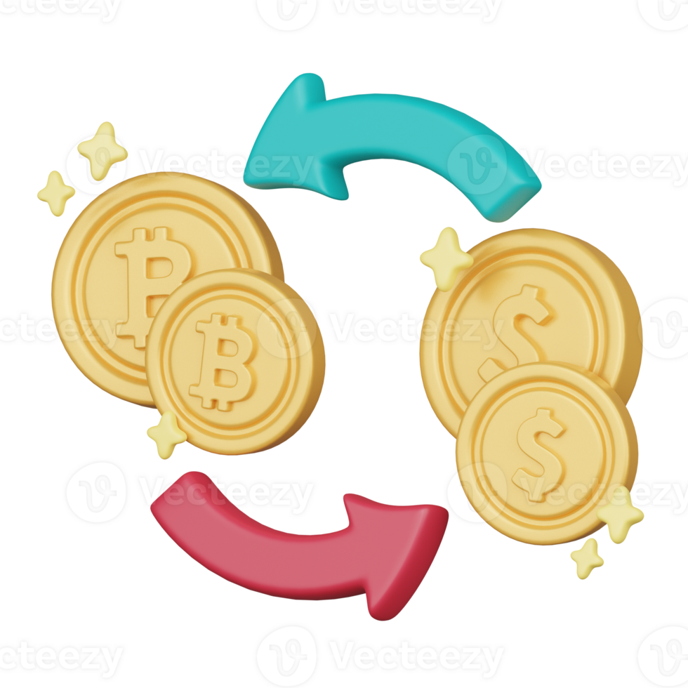 Bitcoin Exchange 3d cryptocurrency investment icon png