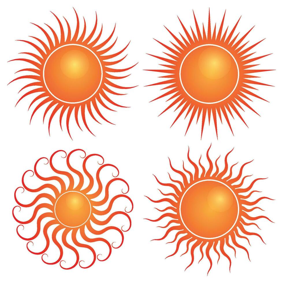 Set of Sun Logo Vector Icon. Stock illustration.