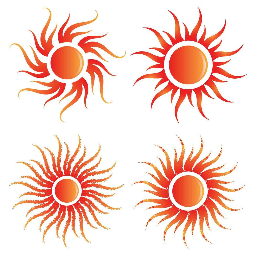 Set of Sun Logo Vector Icon. Stock illustration.