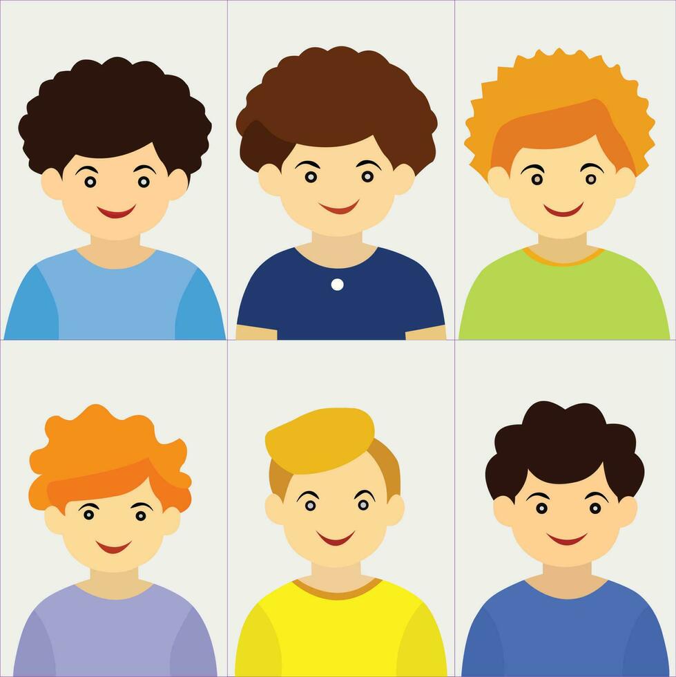 Beautiful cute boy hair style Avatars. vector