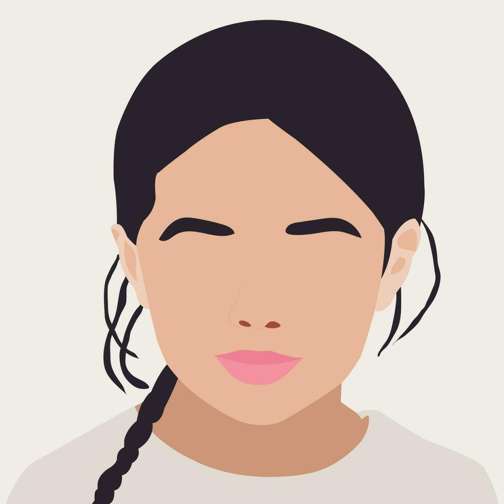 un hermosa linda niña avatar Arte trabajar. vector