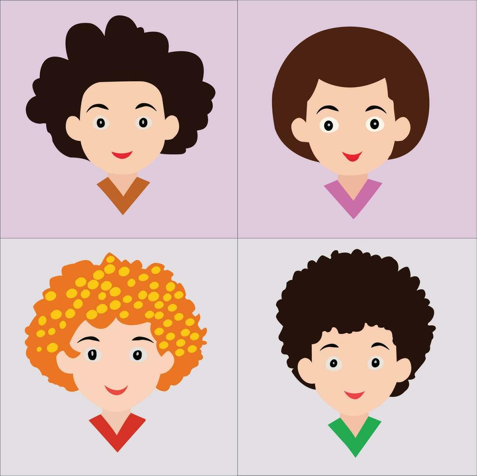 Beautiful people hair style avatars. vector