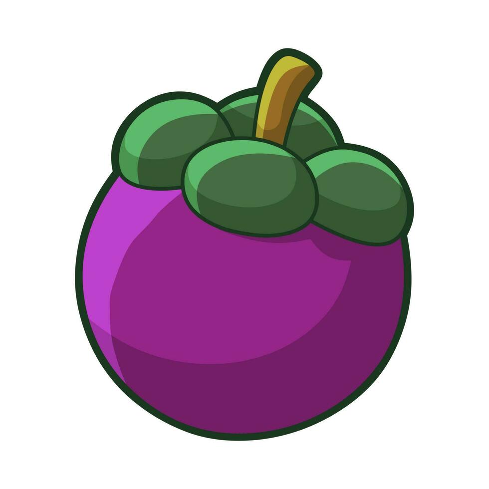 Free vector cute mangosteen fruit hand drawn style