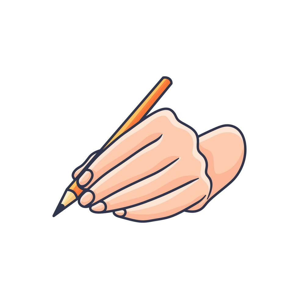 Premium quality vector pose 8 of hand holding pen and pencil doodle hand drawing art style