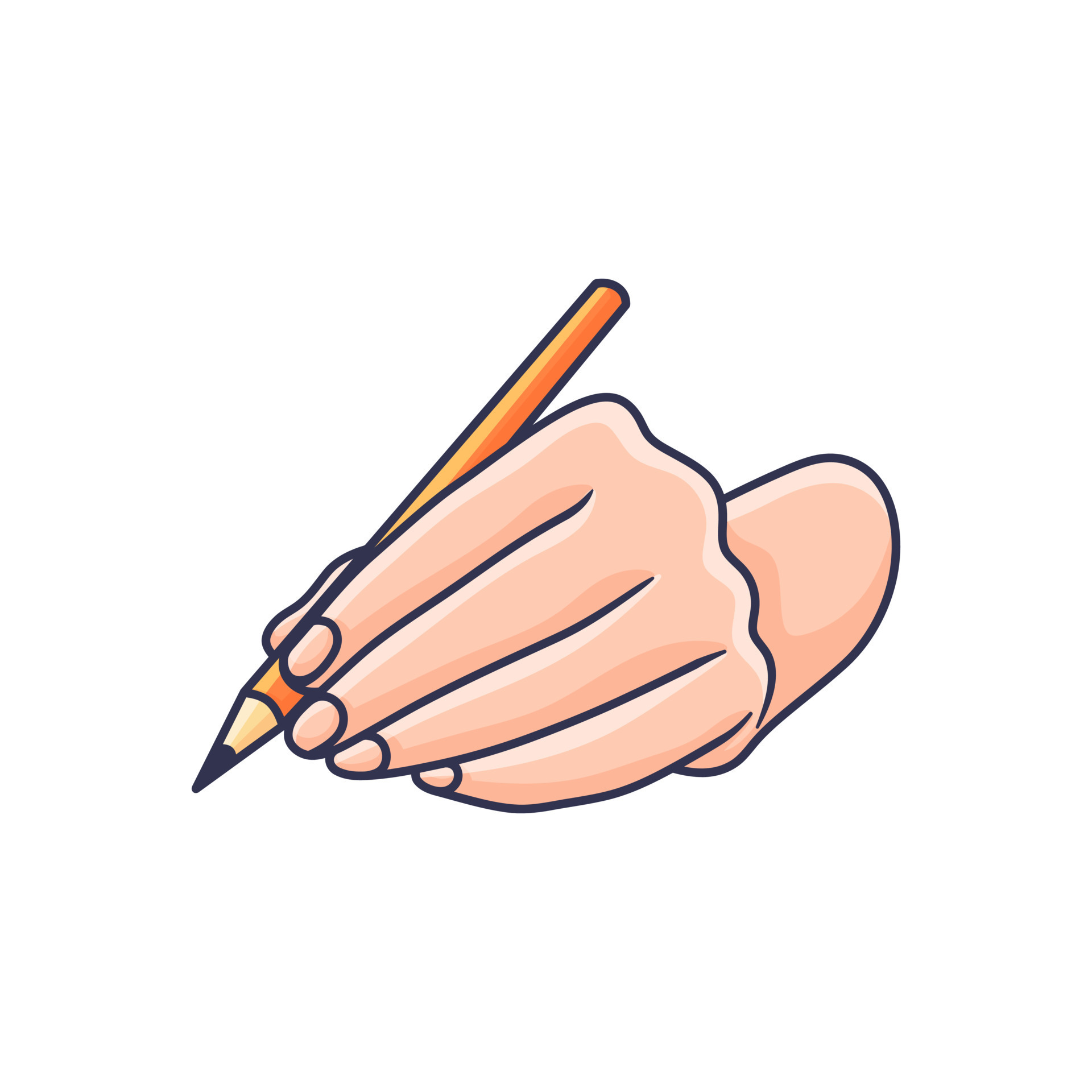 Premium quality vector pose 8 of hand holding pen and pencil doodle