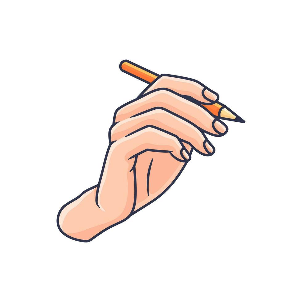 Premium quality vector pose 6 of hand holding pen and pencil doodle hand drawing art style