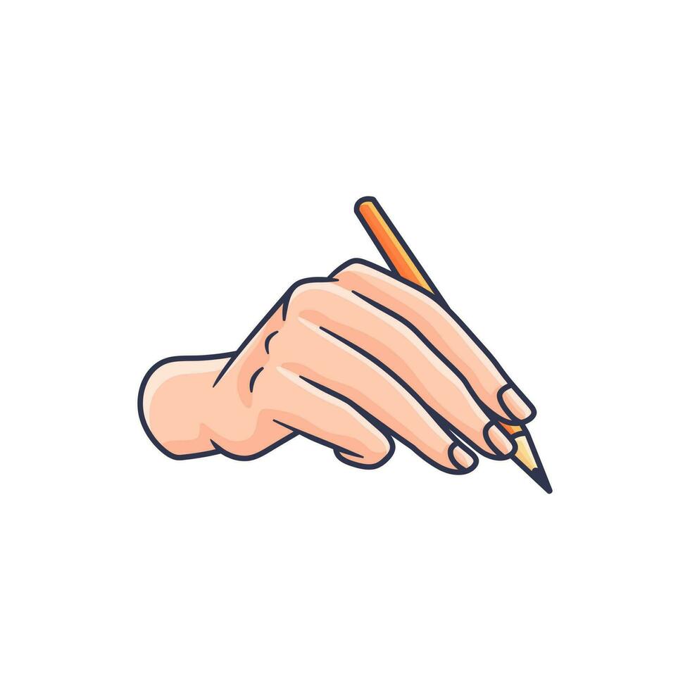 Premium quality vector pose 5 of hand holding pen and pencil doodle hand drawing art style