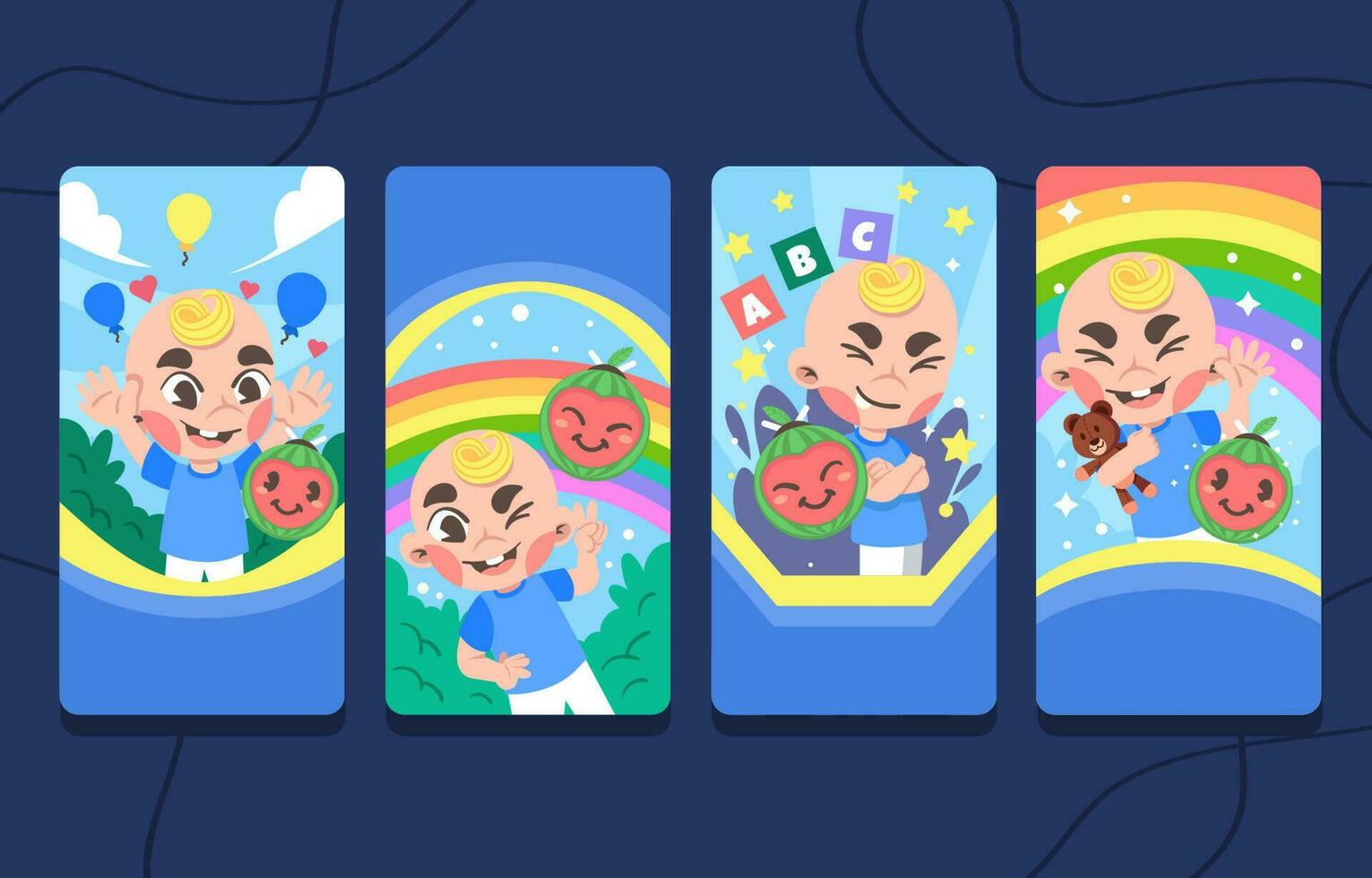 Baby and Watermelon Doll Banner Set vector
