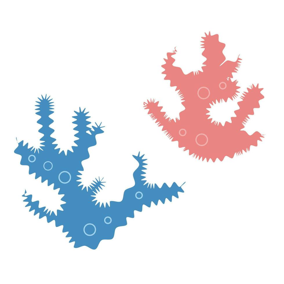 Blue and pink coral isolated on a white background. Vector illustration.