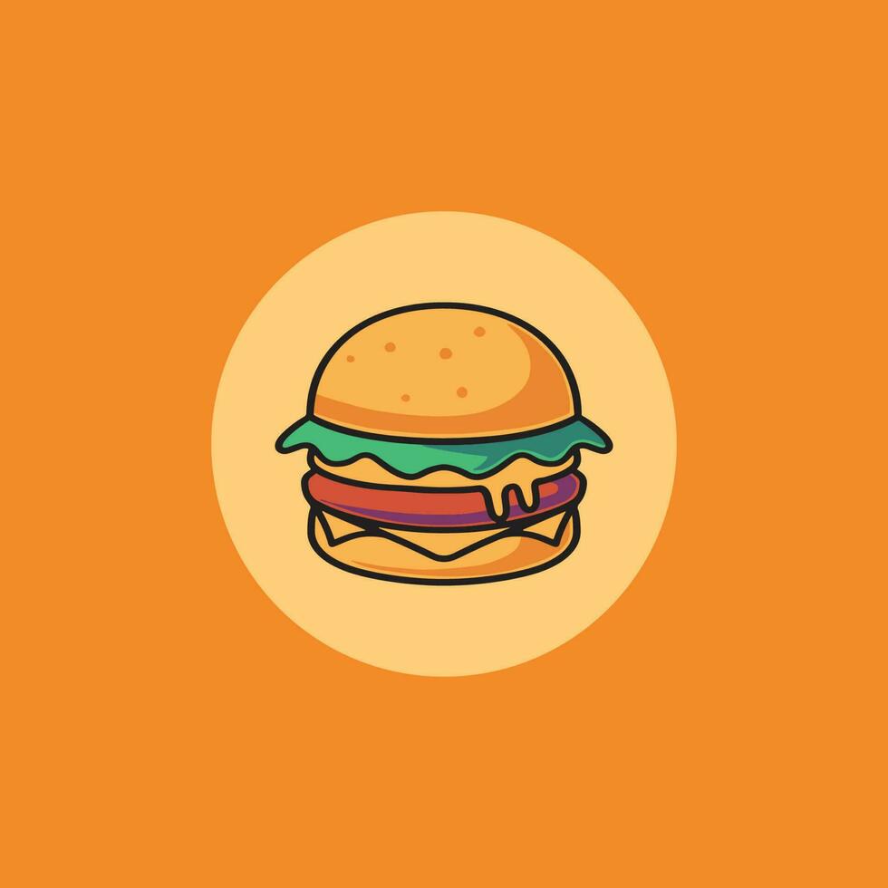 Delicious burger icon cartoon illustration vector