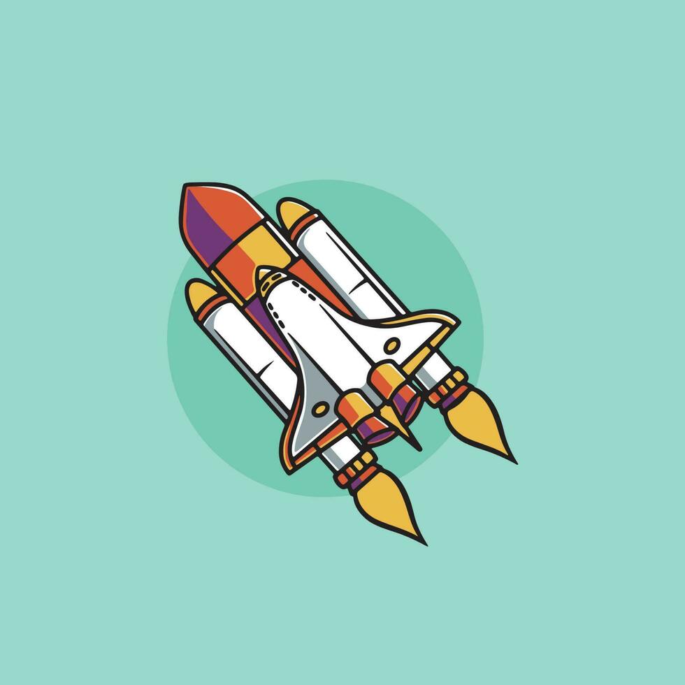 Cool space shuttle icon cartoon illustration vector