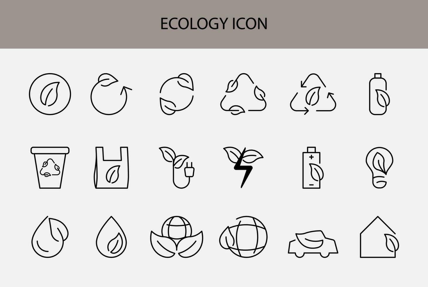 ECOLOGY ICONS SET. NATURE ICON COLLECTION. vector