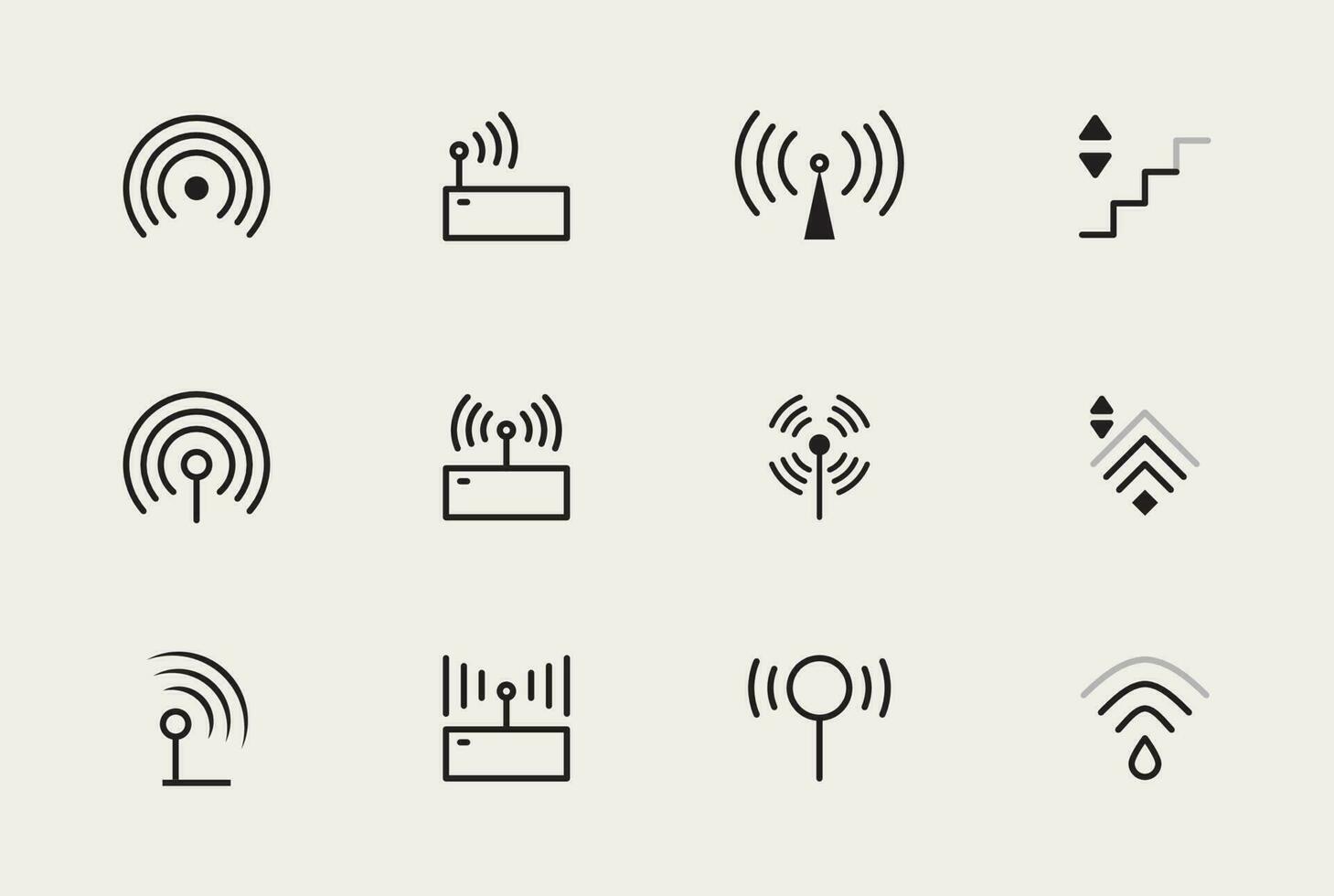 SET OF WIRELESS ICONS. WI-FI SIGNS COLLECTION vector