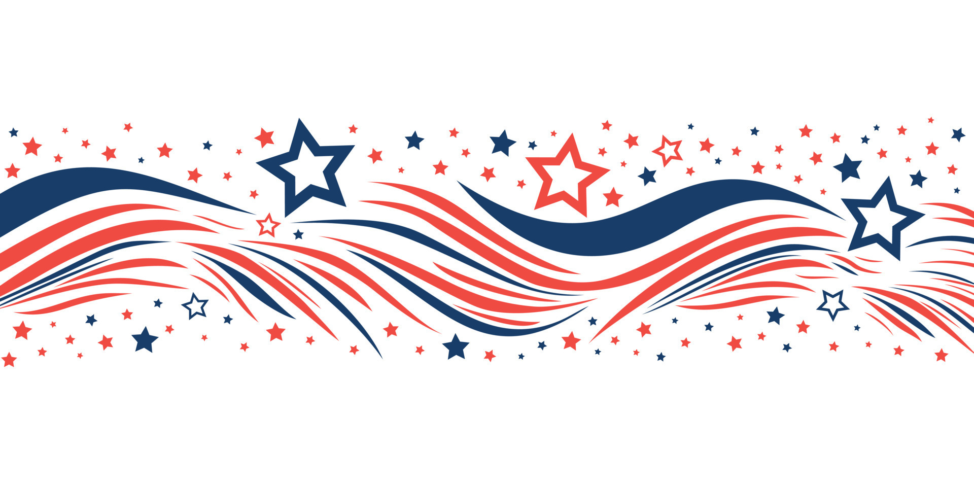 Patriotic banner with red and blue stripes with stars for an American