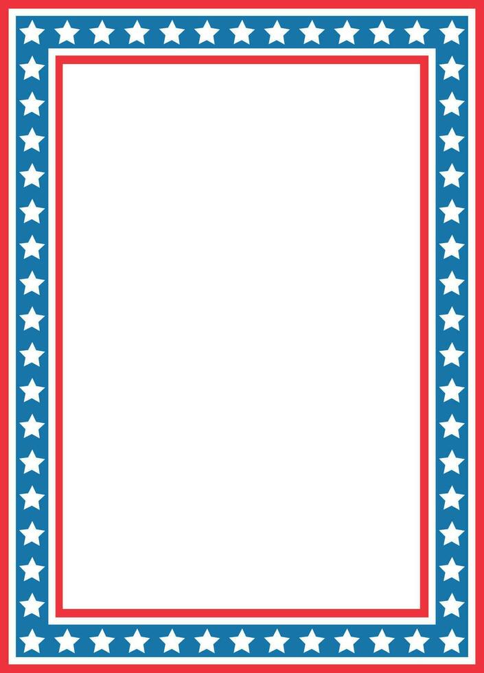 American patriotic border frame card. Isolated on white background. Design for invitations or posters vector
