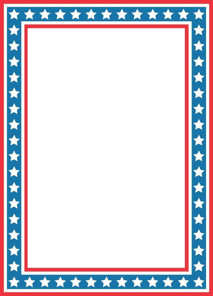 American patriotic border frame card. Isolated on white background. Design for invitations or posters vector