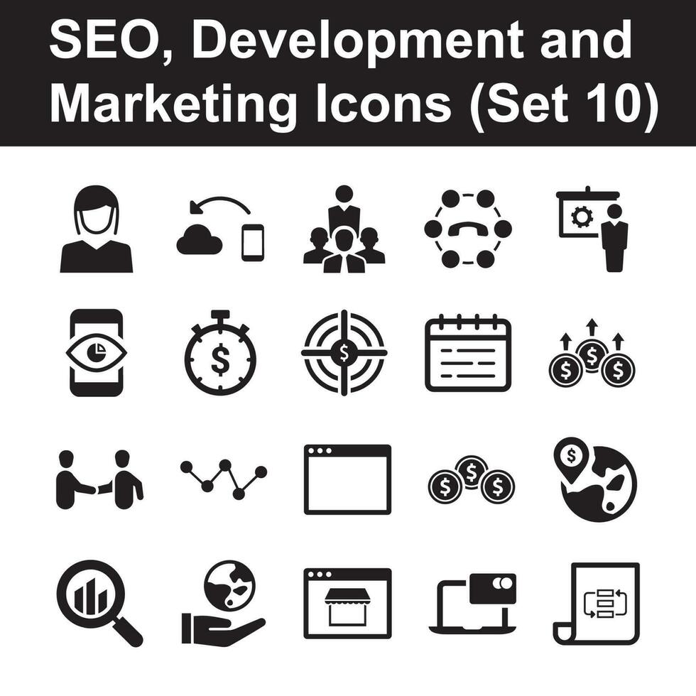 SEO, Development and Marketing Icons - Set 10 vector