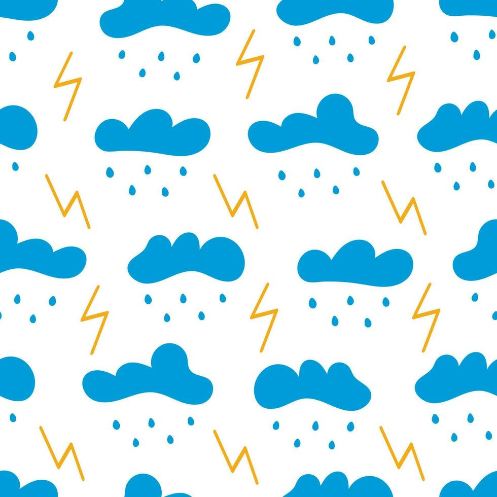 Seamless pattern with clouds with rain. Vector