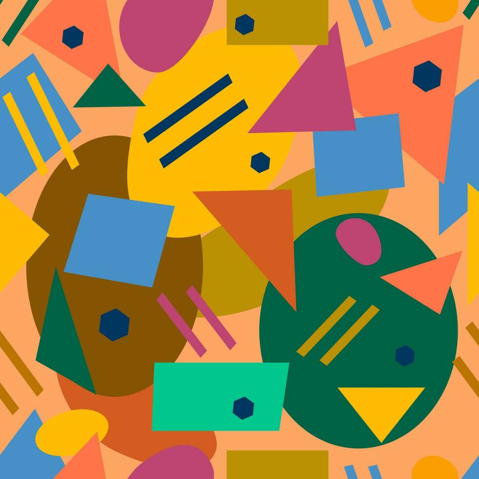 Seamless bright pattern of abstract shapes vector