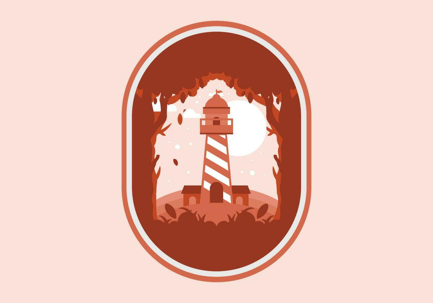 Colorful flat illustration of lighthouse in the forest vector