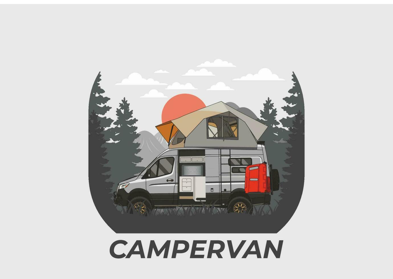 Large van with roof tent illustration design vector