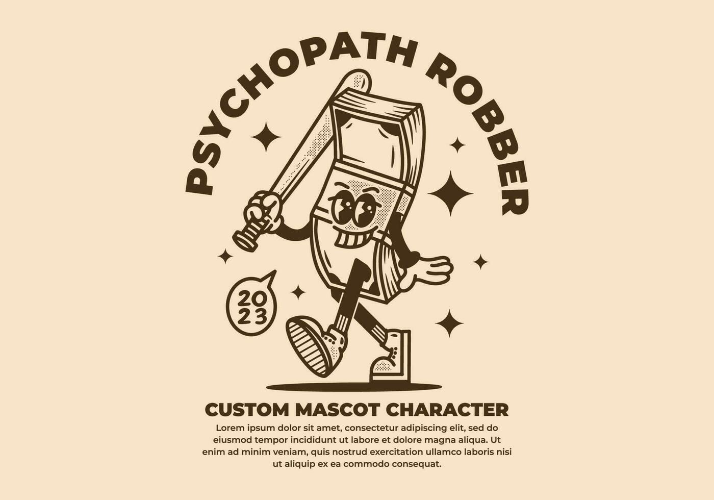 Vintage mascot character design of money vector