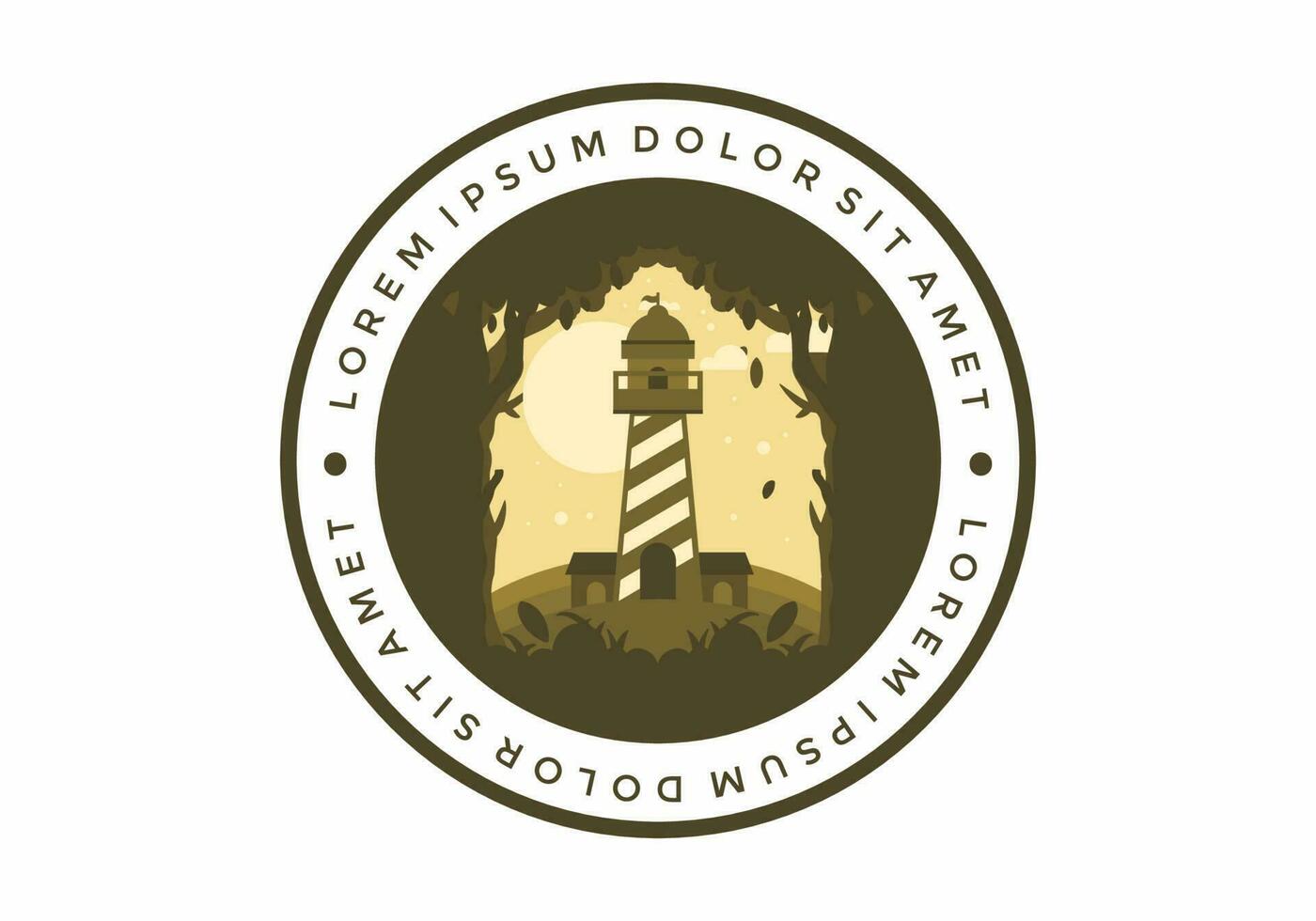 Colorful flat illustration of lighthouse in the forest vector