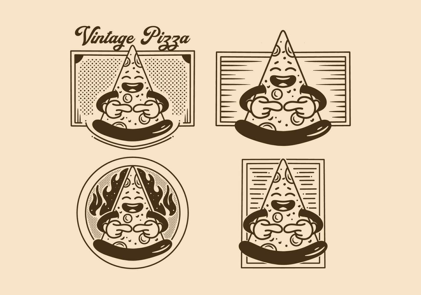 Vintage illustration of a slice pizza vector