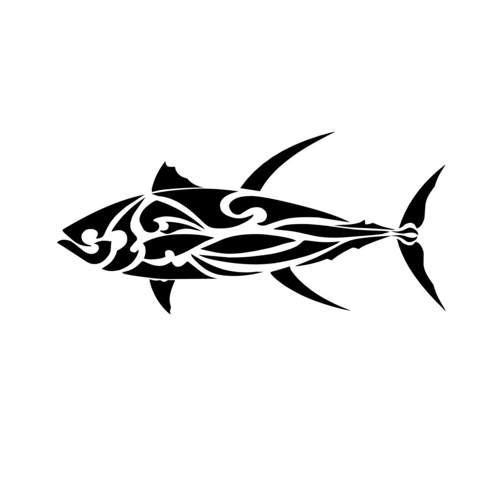 Illustration vector Graphic of tribal art tuna fish tribal art black