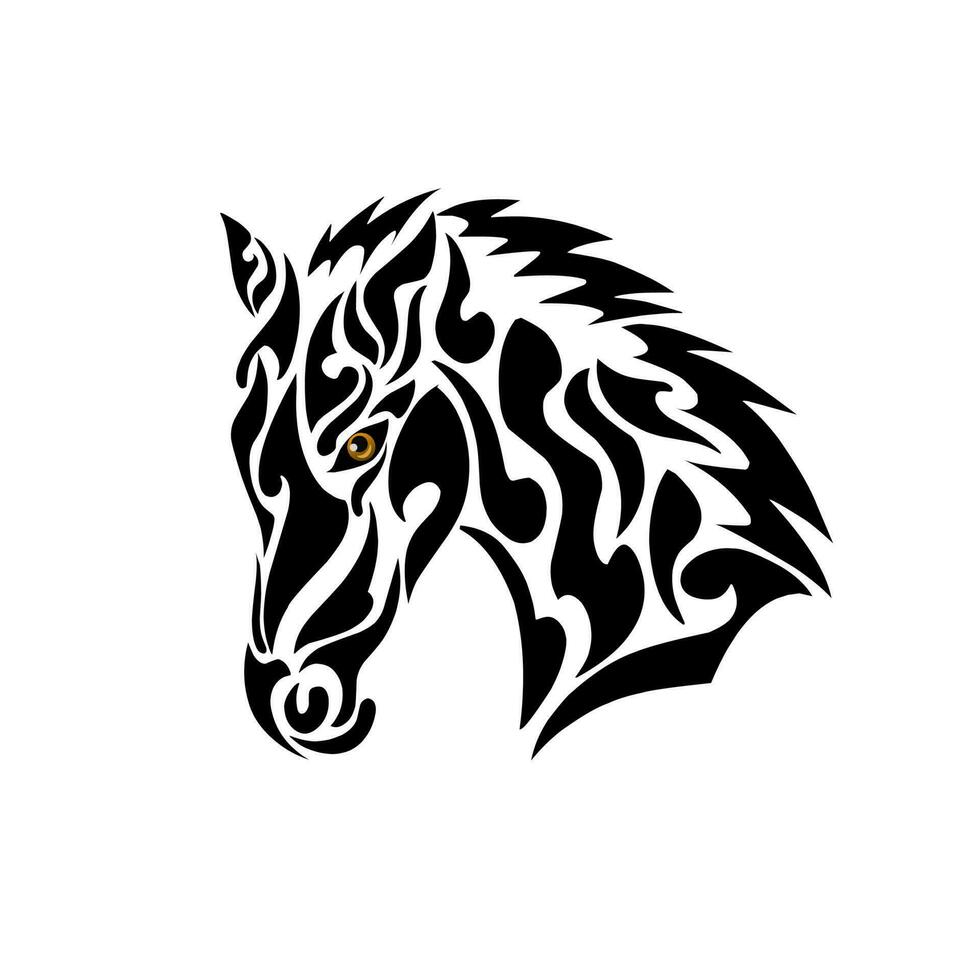 illustration vector graphic of tribal art head horse perfect for tattoos, symbols and more